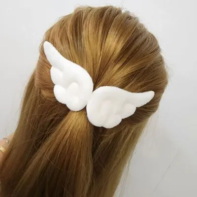 하얀 머리핀 엔젤 집게핀 한쌍 엔젤머리핀 날개 헤어 천사머리핀 화이트 반머리 단체선물 포인트 클릭