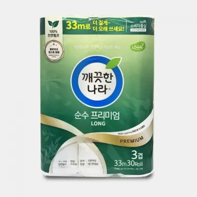 깨끗한나라 순수프리미엄 LONG 33m 30롤 화장지 두루마리 휴지