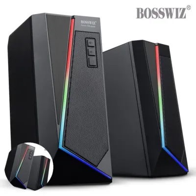 가성비스피커 컴퓨터스피커usb 유선스피커 데스크탑스피커 게이밍스피커 RGB 터치 LED 2채널 USB 스피커