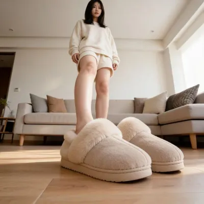 여성 층간소음 방지 실내화 거실 룸슈즈 겨울철 사무실 아파트 보온 슬리퍼
