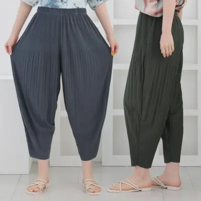 바람결 항아리 플리츠 주름 배기팬츠 여름 밴딩 바지 40대 50대 60대 중년 여성용