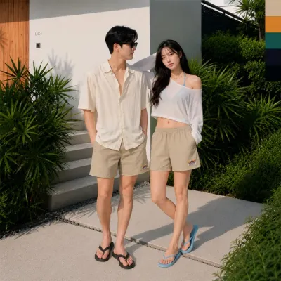 AGG 1016 남여공용 초경량 스트링 바스락 밴딩 반바지 아웃도어 쇼츠 팬츠