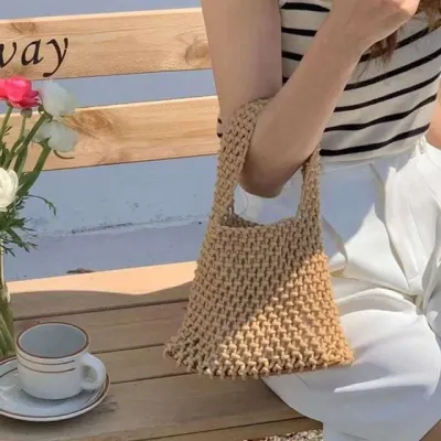 여름 뜨개 니트 미니 토트백 그물 손가방 데일리백