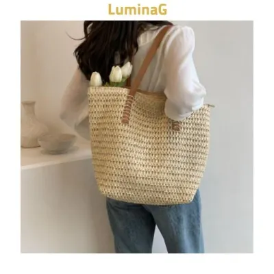 에코백 여름 그물 네트백 라탄 비치 데일리 왕골 니트 소지품
