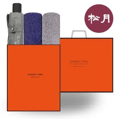 송월 O.G 우산&타올 3매입 세트2 (CM3단폰지+플레르40수 2P)