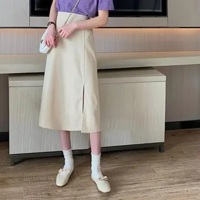 트임 단정한 무름아래 H라인 롱스커트 스커트 치마 여자치마