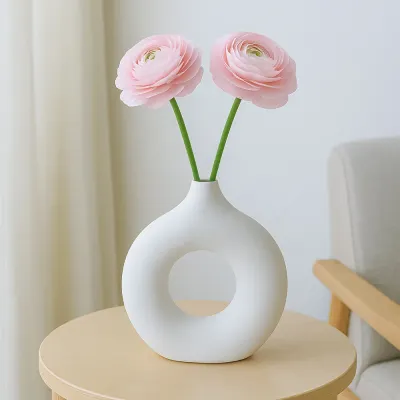 루미 도자기 인테리어 꽃병 화이트 19.5cm 화이트