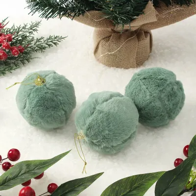 퓨어그린 패브릭 장식볼 3p(8cm) (보들폼폼이)
