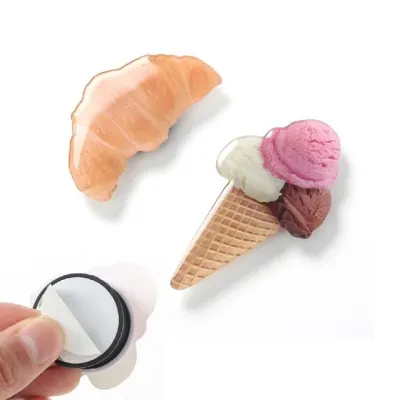 휴대폰 그립홀더 3단 핸드폰 거치대 2종세트 빵 아이스크림 핑거 아크릴 자유형