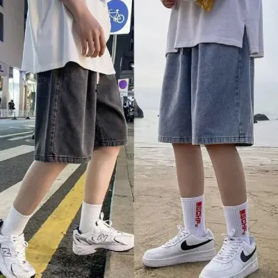 데님 반바지 5부 밴딩팬츠 5부바지 여름 데님팬츠 남자반바지 청반바지