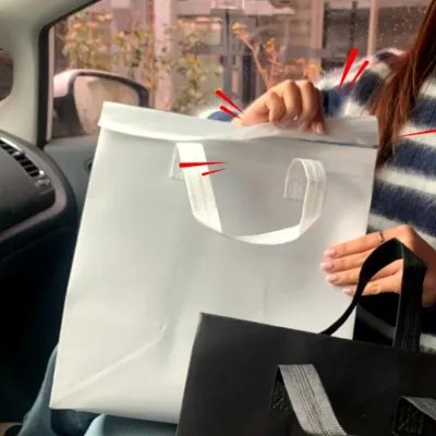 도시락 보온보냉 부직포 쇼핑백 부직포가방 가방 화이트 중