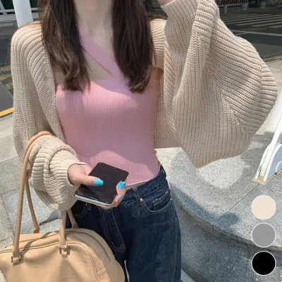 루즈핏 니트 볼레로 가디건 ELC1021
