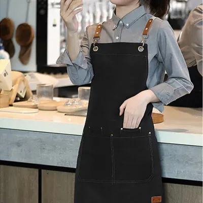 레더원 캔버스 방수 앞치마 공방 카페 미용 앞치마