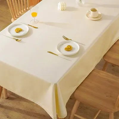 사각 방수 식탁보 140x140cm 심플 커버 아이보리대형