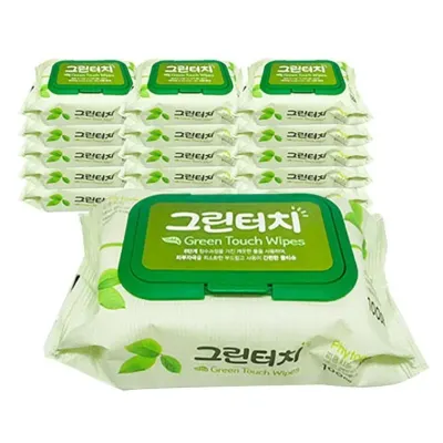 국산 저자극 캡형 피톤치드 그린터치 물티슈 100매