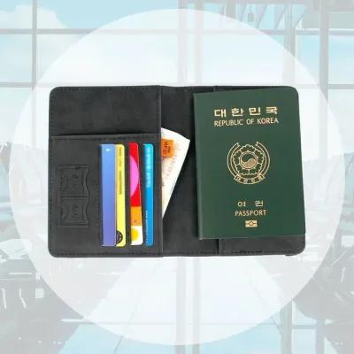 진회색 기본 가죽 해외여행 트레블월렛 여권 케이스