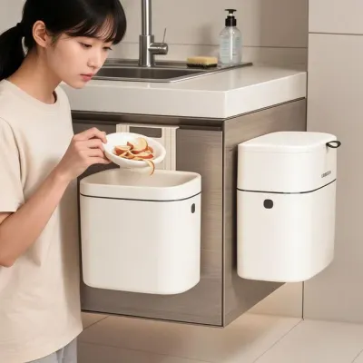 싱크대 걸이형 휴지통 음식물쓰레기통 주방 정리함 쓰레기통 9L