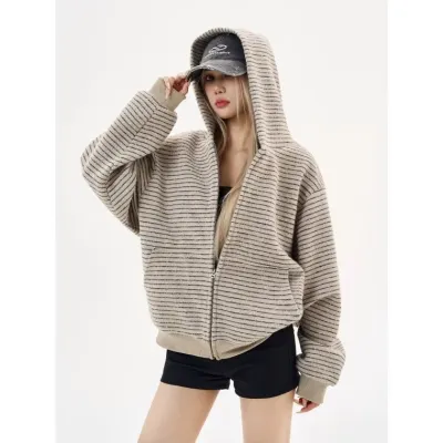 비니 후드 카디건 더블 지퍼 루즈한 긴팔 맨투맨 망안지 커버 자외선 차단 후드 코트