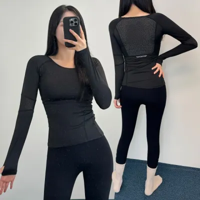 메쉬핏에어핏티 요가복 필라테스 운동 롱슬리브 헬스