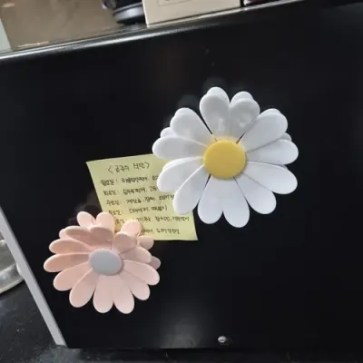 꽃모양 냉장고 자석 메모 집게 6개 한세트