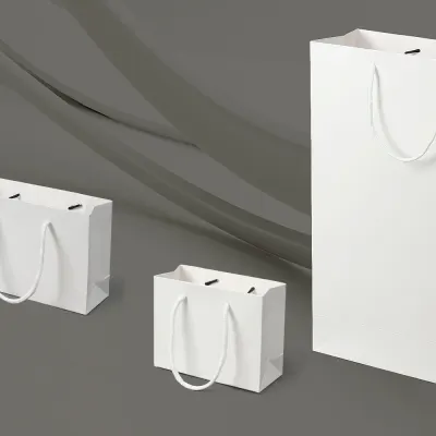 심플 무지 가로형 종이 쇼핑백 10p(15x12cm) (화이트)