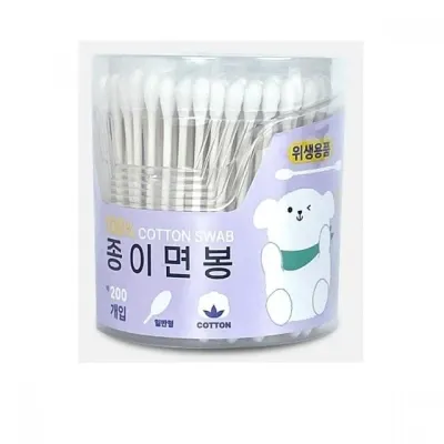원통면봉 회오리면봉 블랙 메이크업 면봉 블랙종이 종이 귀지청소 5개 200p