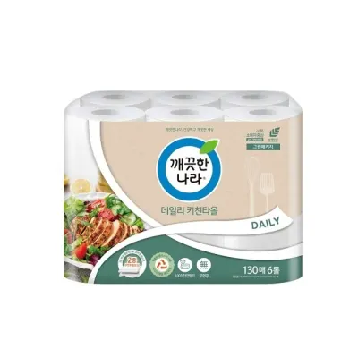 깨끗한나라 키친타월 데일리 그린패키지 1팩 130매x6롤