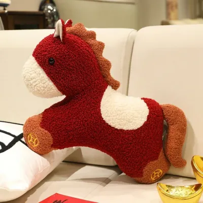 붉은말애착인형 말 마스코트 조랑말 인형 봉제 인형 소파 거실 장식 작은 장식품 쿠션 자동차