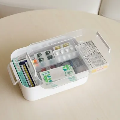 히키스 칸막이 휴대용약 AID 구급상자 가족상비약 응급키트 부모님 약통 L