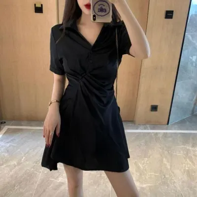 블랙 원피스 허리라인 슬림핏 하객룩 오피스룩 셔링 디테일