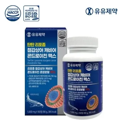 유유제약 탄탄 리포좀 철갑상어 캐비어 콘드로이친 맥스 1000mgX90정
