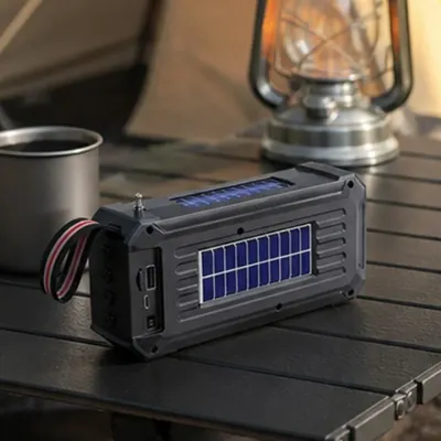 태양광 충전 블루투스 스피커 휴대용 야외용 FM TF USB BT 조명