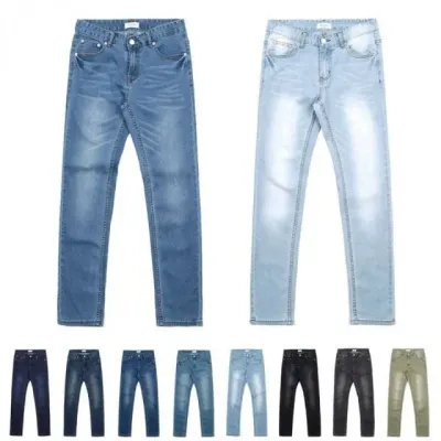 남자 데님 팬츠 청바지 워싱진 빈티지 스타일 블루 블랙 2종 색상 모음