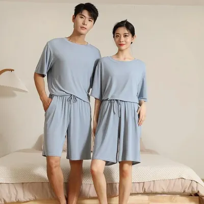 파자마 남여공용 쿨 빅사이즈 세트 홈웨어 반팔+반바지 7컬러
