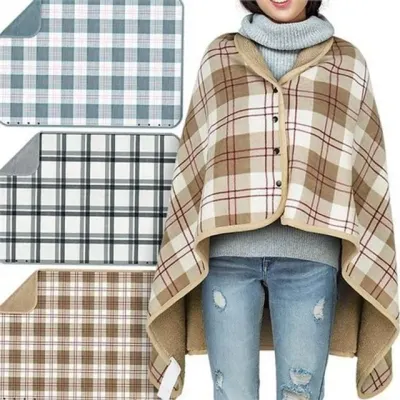 캠핑용 무릎 담요 어깨 단추 담요 부드러운 망토형 차량용 사무실 겨울용 극세사 반려동물 휴대용 포근한