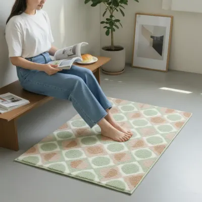 자카드 욕실매트 현관발매트 인테리어 러그 50x80 블루 1개