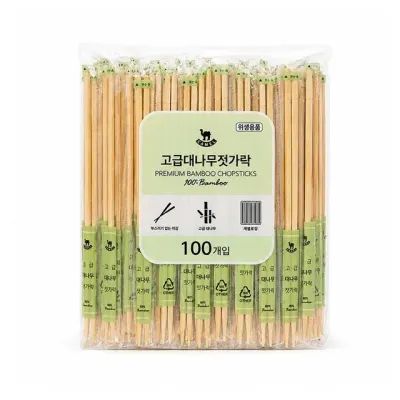 고급 대나무젓가락 100개입 개별포장 일회용 젓가락