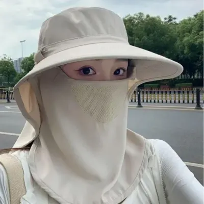 여성 아웃도어 일체형 목가림막 썬캡 자외선차단 모자