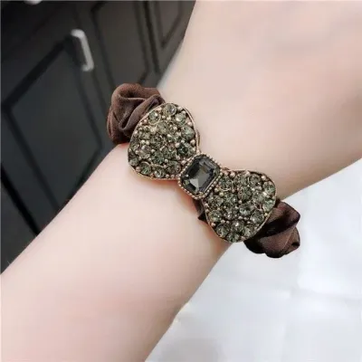 이쁜머리끈 똥머리끈 여성 스크런치 리본 2P brown