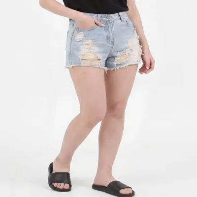 면 데님 100% 여름 편안한 헤짐 숏팬츠 핫팬츠