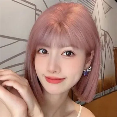 여성 단발 인모 가발 여성 뱅가발 통가발 앞머리 헤어