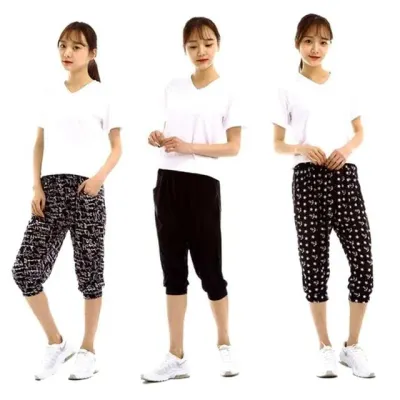쿨팬츠 여성 여름잠옷 트레이닝 작업복 팬츠 7부
