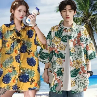 하와이안 셔츠 남녀 공용 반팔 남방 바캉스 커플룩 루즈핏 알로하 상의 여름 휴양지