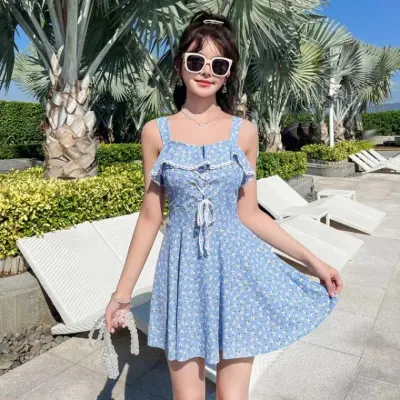 수영복 여름 새 수영복 여성용 원피스 플로럴 스커트 스타일 대학 스타일 보수적 인 배꼽 덮52