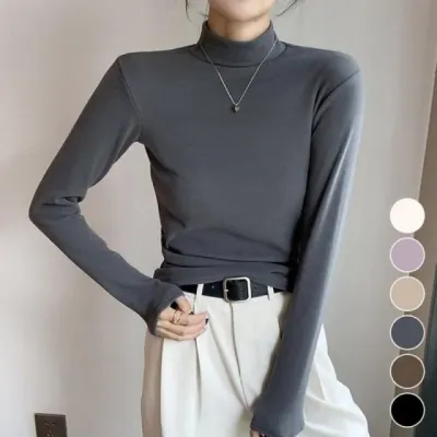 긴팔티셔츠 여성 폴라티 반목티 이너웨어 데일리 목티 반폴라 517