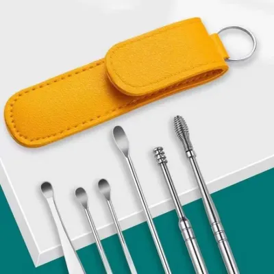 휴대용 귀이개 6종 가죽 파우치 키링 인쇄가능 M12783
