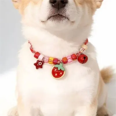 고양이 목걸이 강아지 목걸이 귀여운 팬던트 조절 안전 액세서리