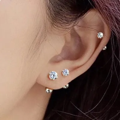 기본 큐빅 귀걸이 스크류 체결 방식 단일 큐빅 귀장식