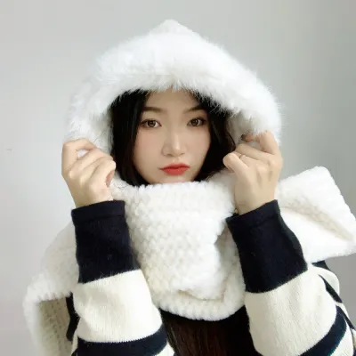 코지데잇 후드 머플러 올인원목도리 퍼목도리