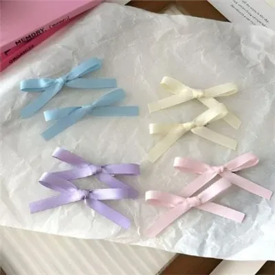 어린이 리본 머리핀 유아 리본 머리핀 헤어핀 집게 머리 여성 학생